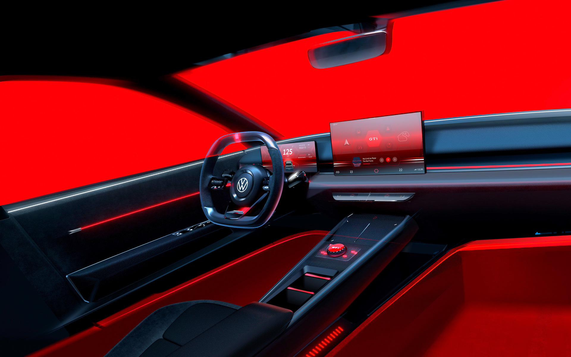 スポーツバッテリEV「ID.GTI（コンセプトモデル）」のインテリアイメージデッサン