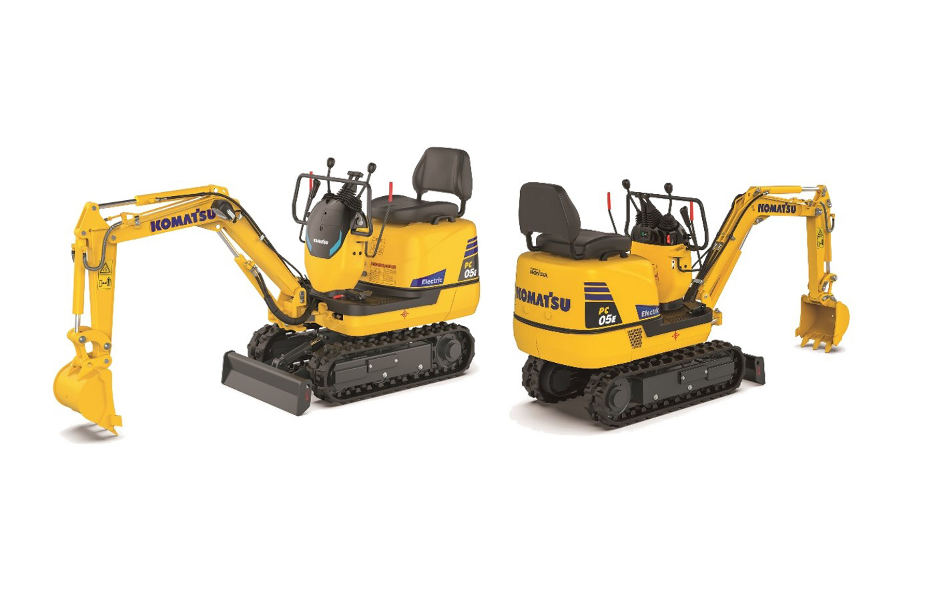 コマツとホンダが共同開発した電動マイクロショベル「PC05E-1」