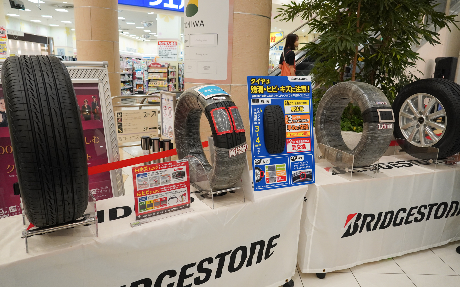 タイヤの摩耗についての展示