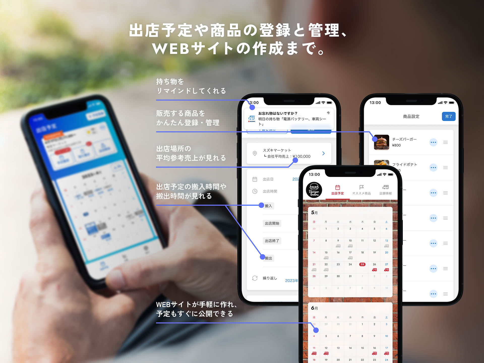 移動販売事業者向けサービスアプリのイメージ