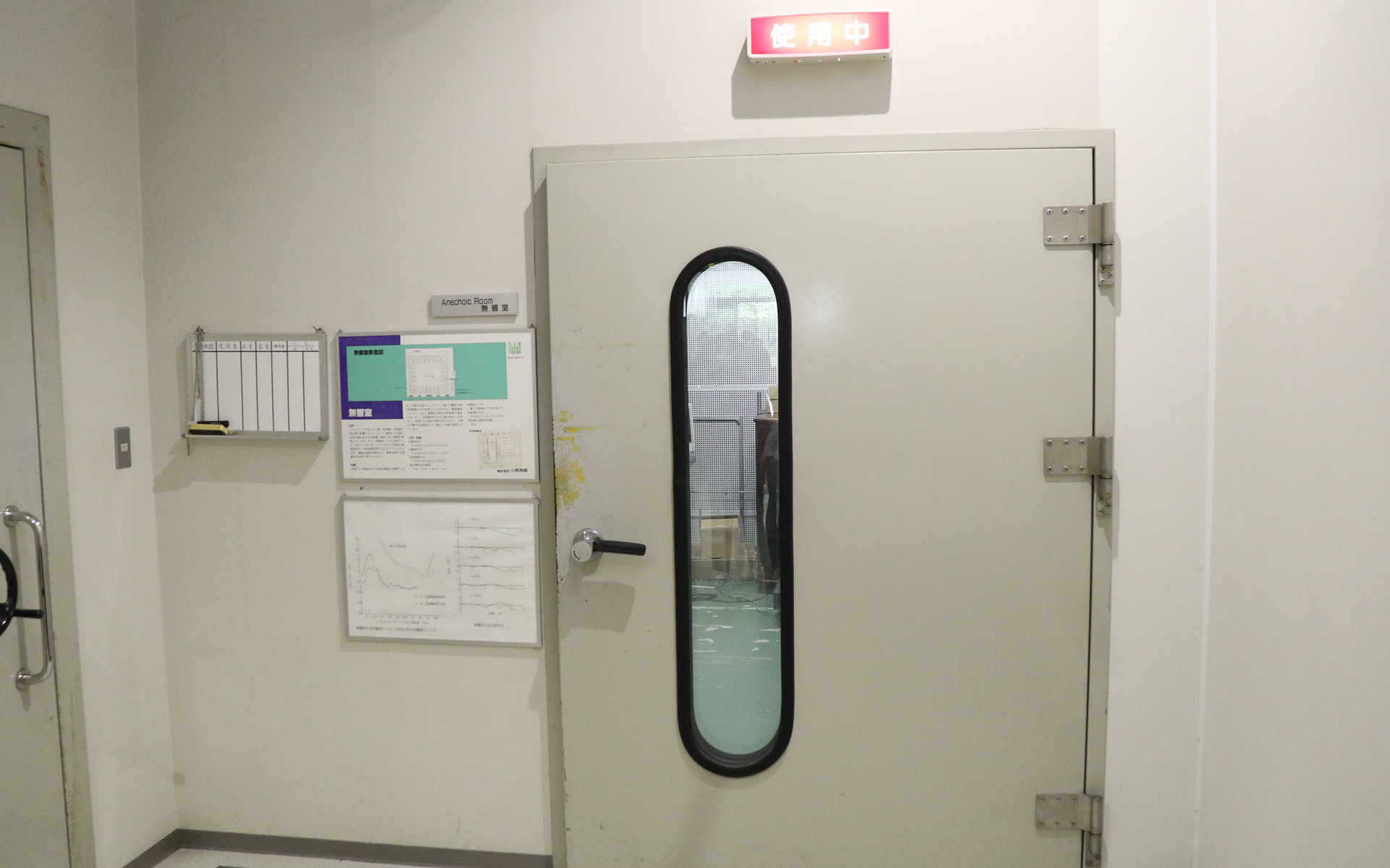 無響室は前室を挟んで2つの扉の先にある