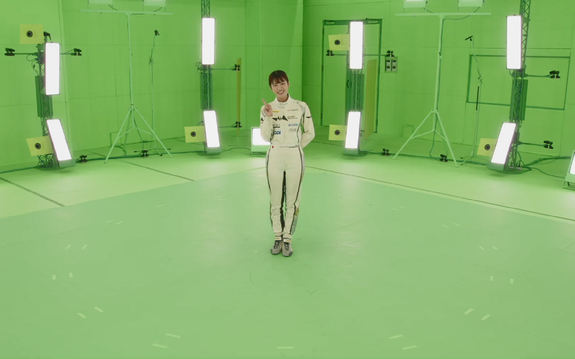 事前に特別なスタジオで行なわれた梅本まどか選手のボリュメトリックビデオ撮影風景