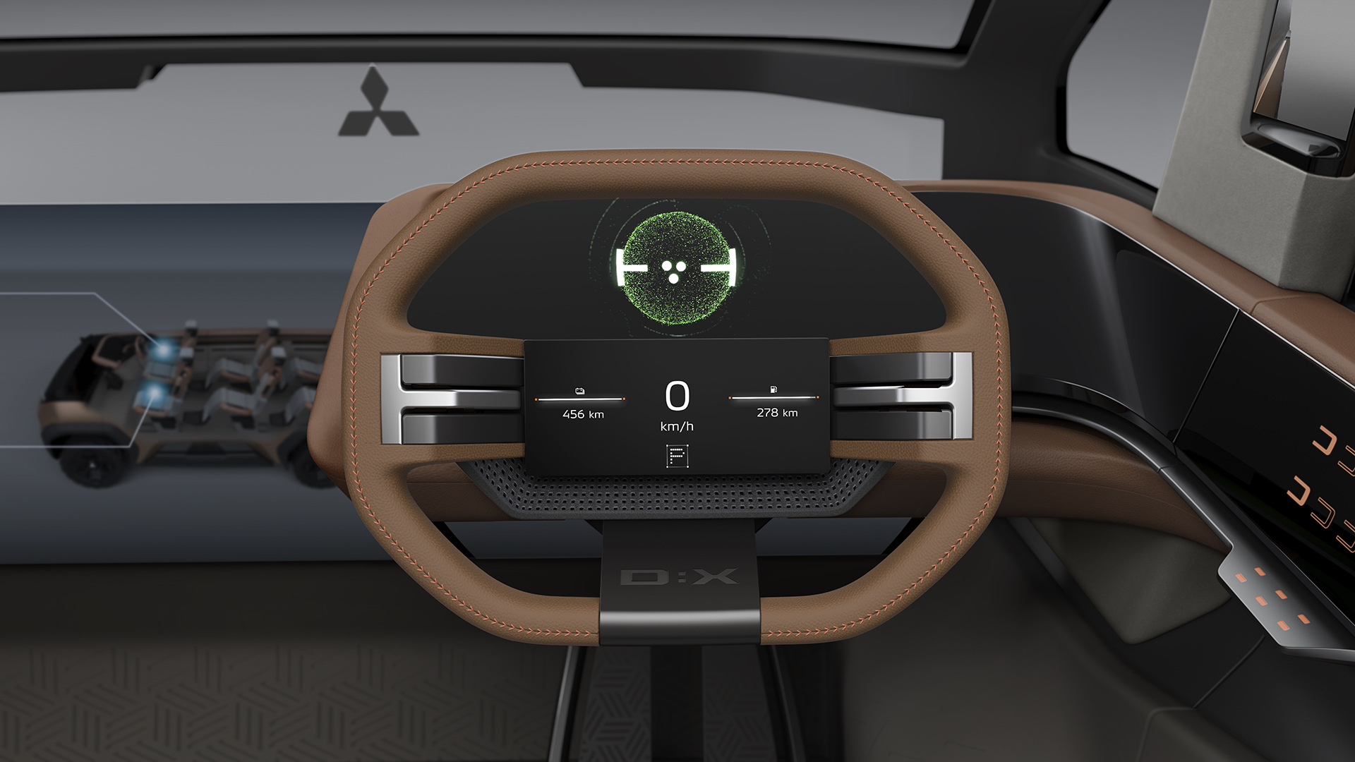 開放感のある広々とした視界をもたらすフロントウィンドウとシースルーボンネットにより、宙に浮いたような運転体験を可能とするエアリアルコクピットを実現