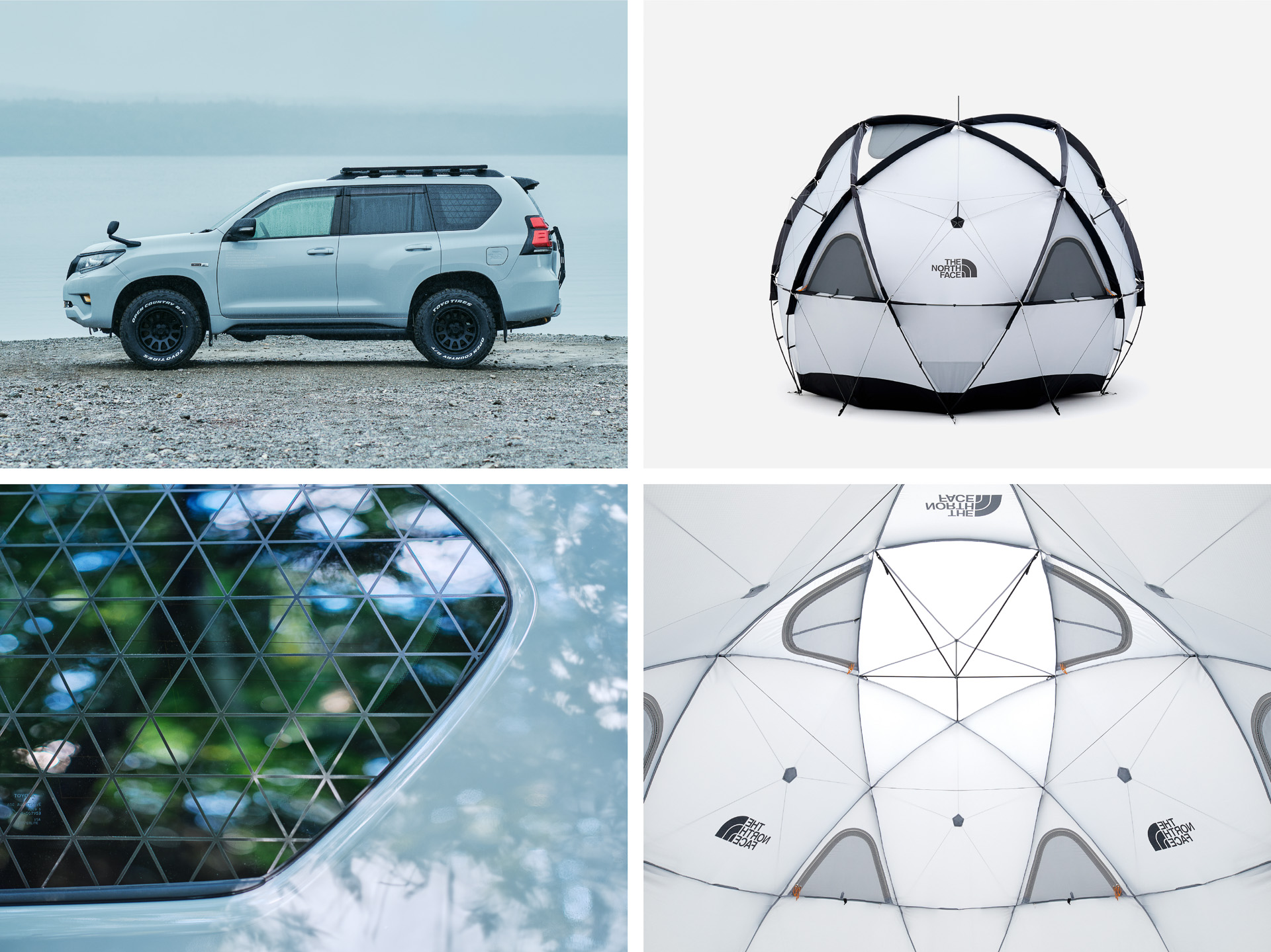 THE NORTH FACEのドーム型テント「Geodome 4」の意匠からインスピレーションを受けたデザインを採用