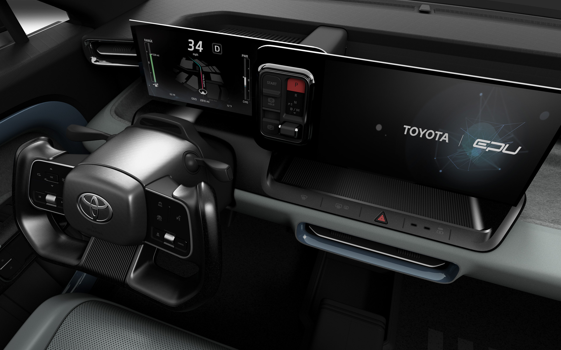 異型ステアリングを採用するコクピット