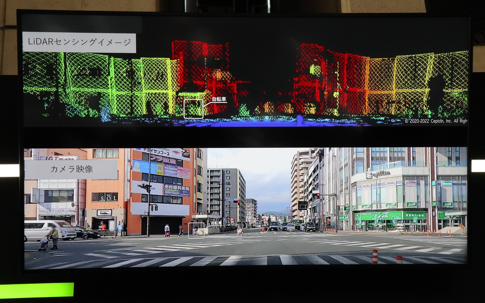 車載機器として利用する場合のLiDARによるセンシングイメージ