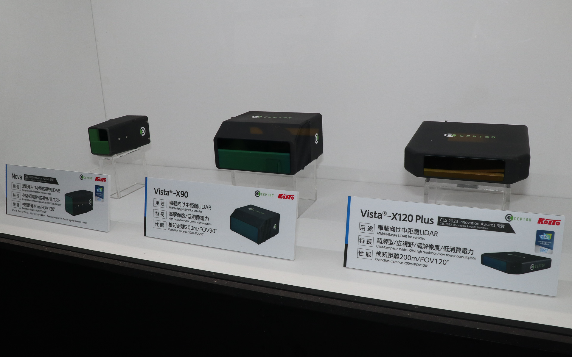 小糸製作所のLiDARラインアップ