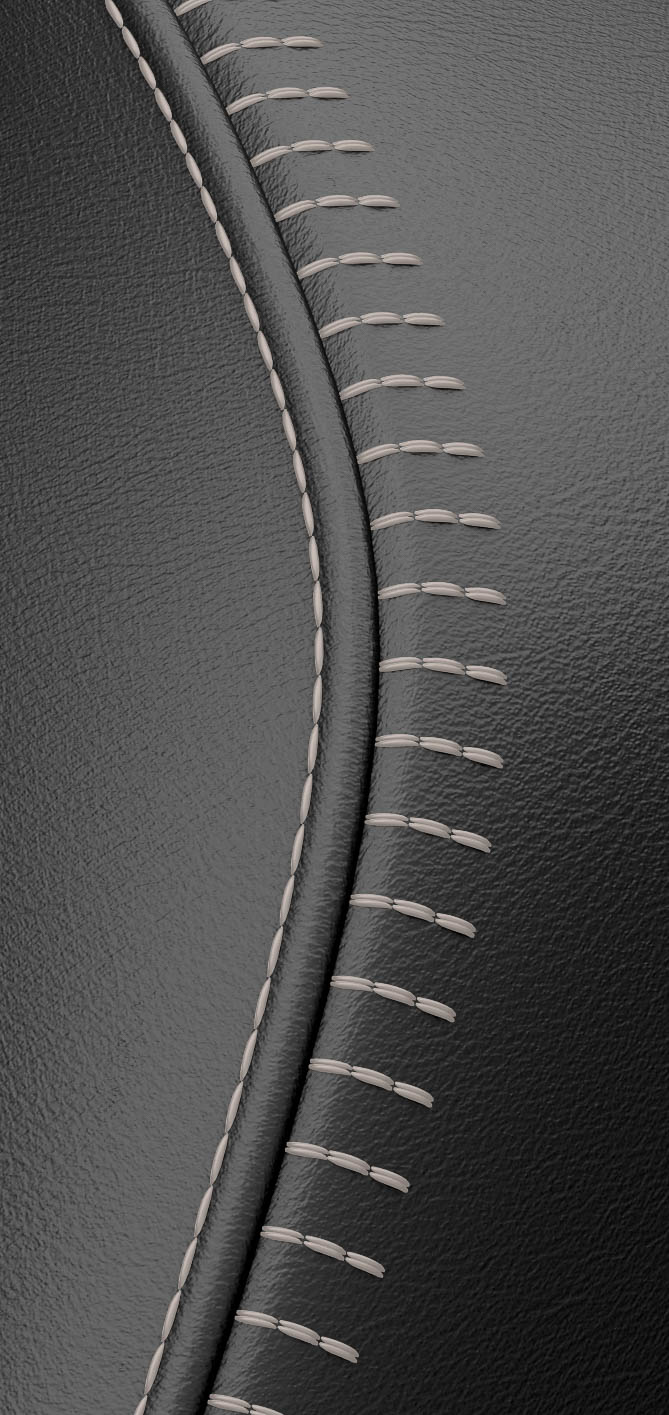 セミアニリン本革シート刺繡：キルティングステッチ