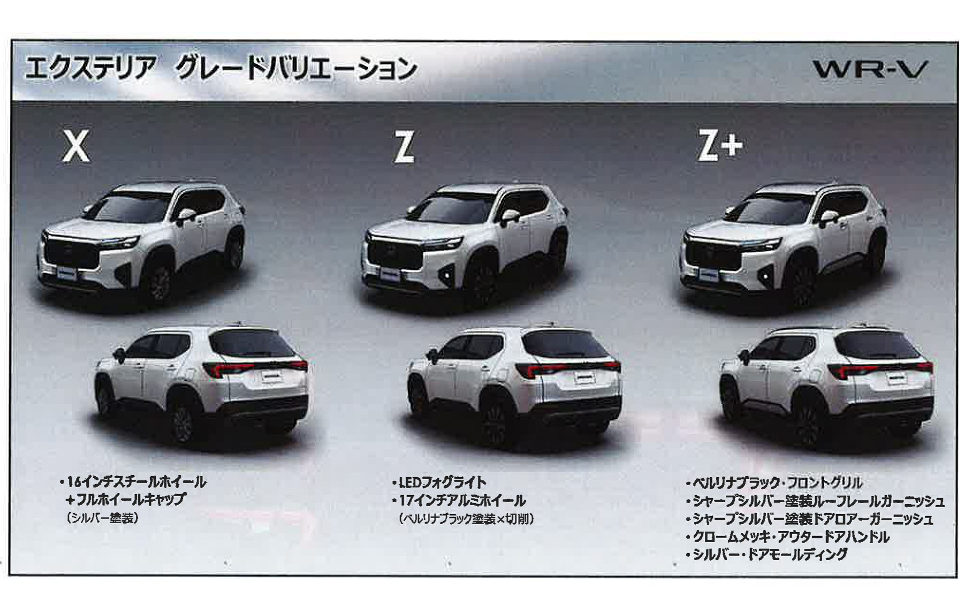グレードはエントリーモデルの「X」、上位グレードの「Z」、Zに上質さを加えた「Z＋」の3つを設定し、エクステリアデザインにも特徴を設けている