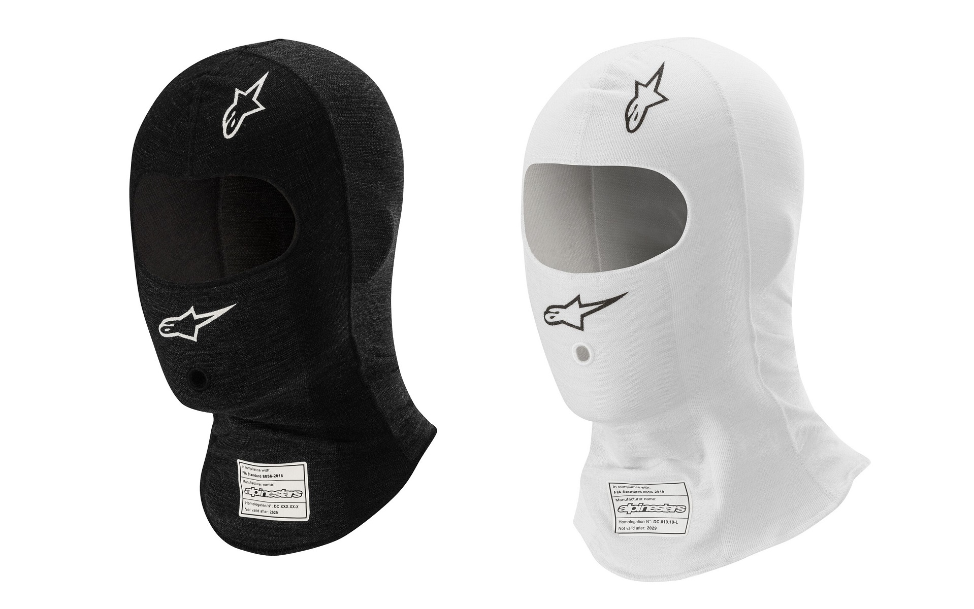RACE V3 BALACLAVA FIA/SFI。カラー（左から）：BLACK、WHITE