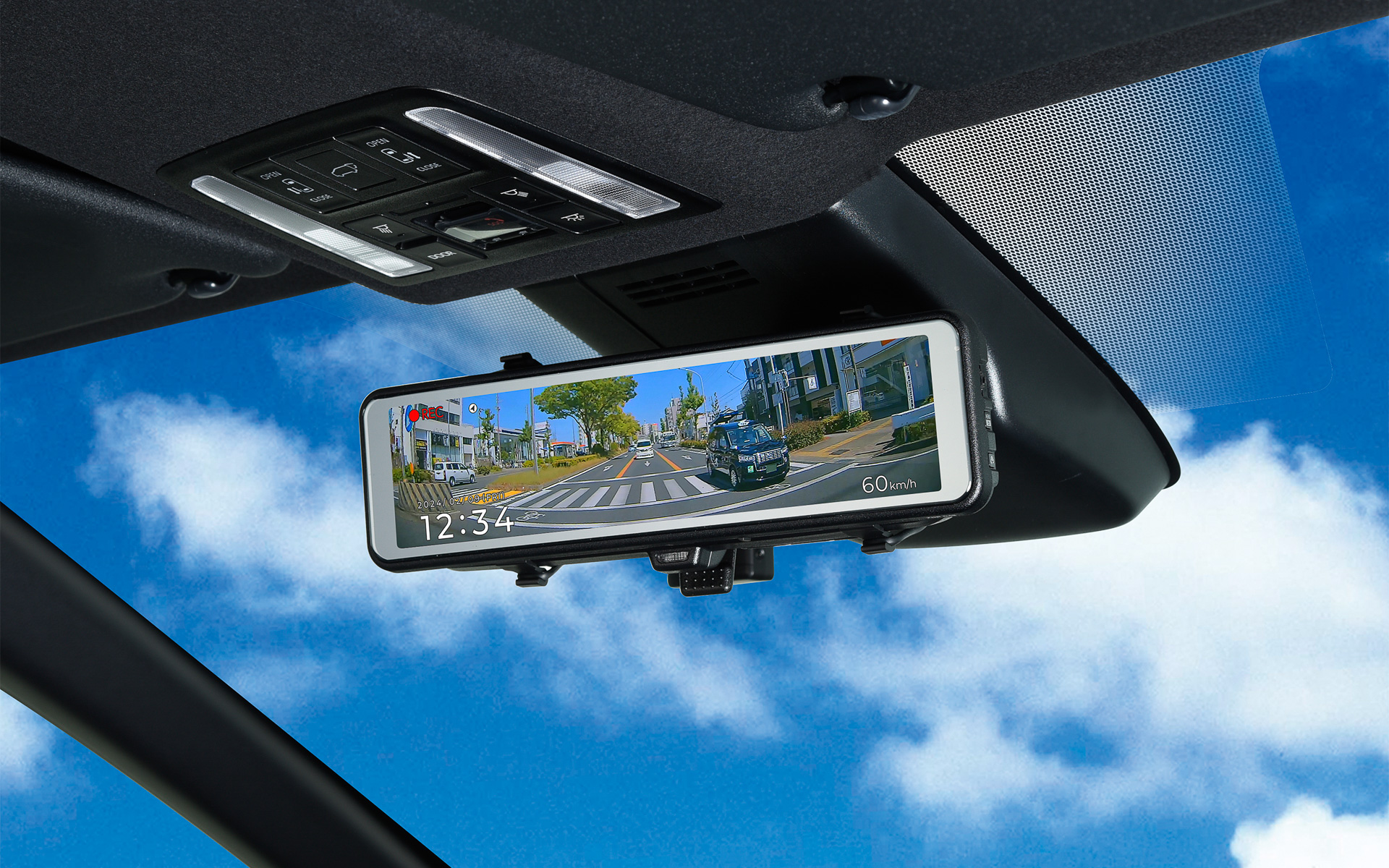 コムテックのミラー型前後2カメラドライブレコーダー「ZDR048」