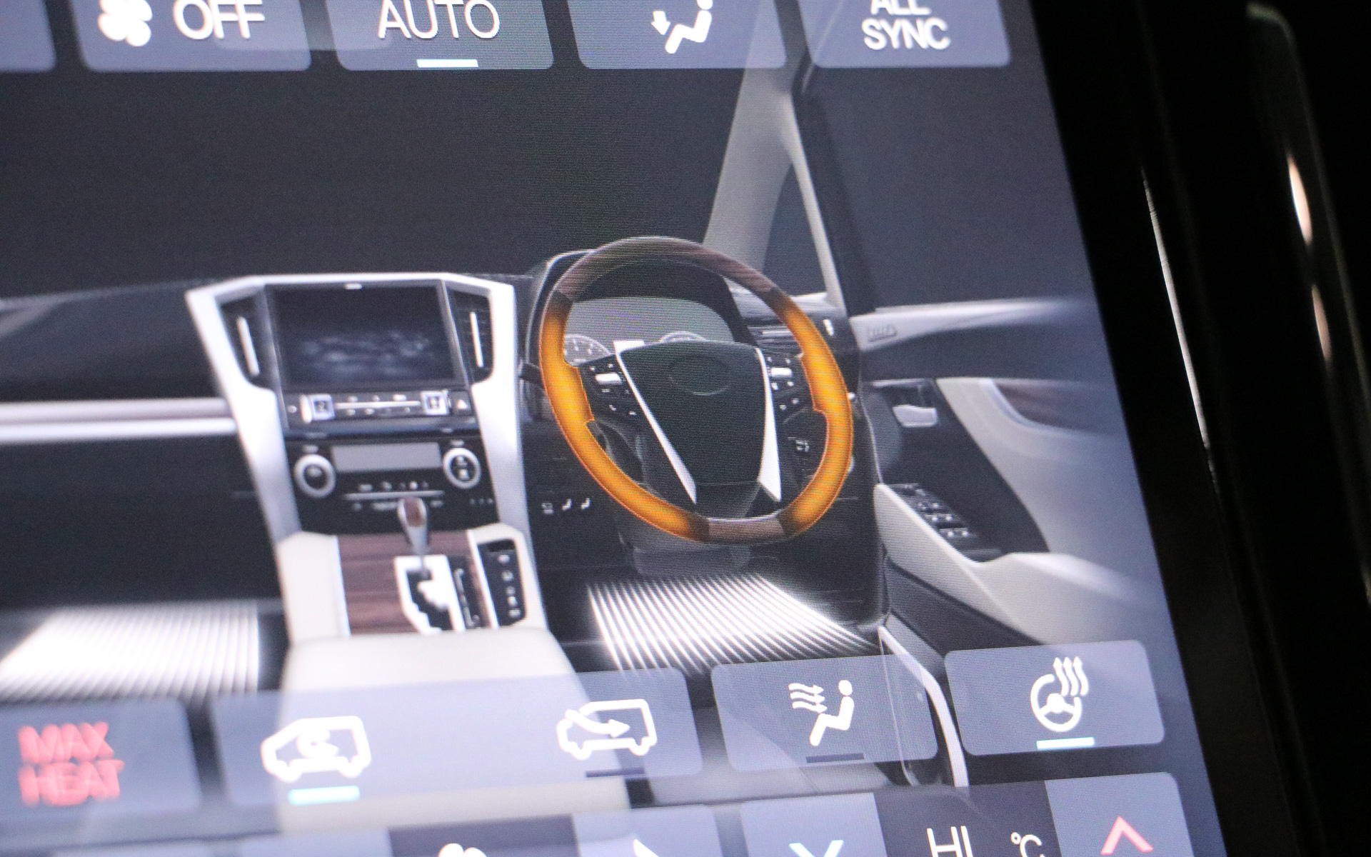 ステアリングもヒーターをONにすると色が変わるなど細かく作り込んでいる