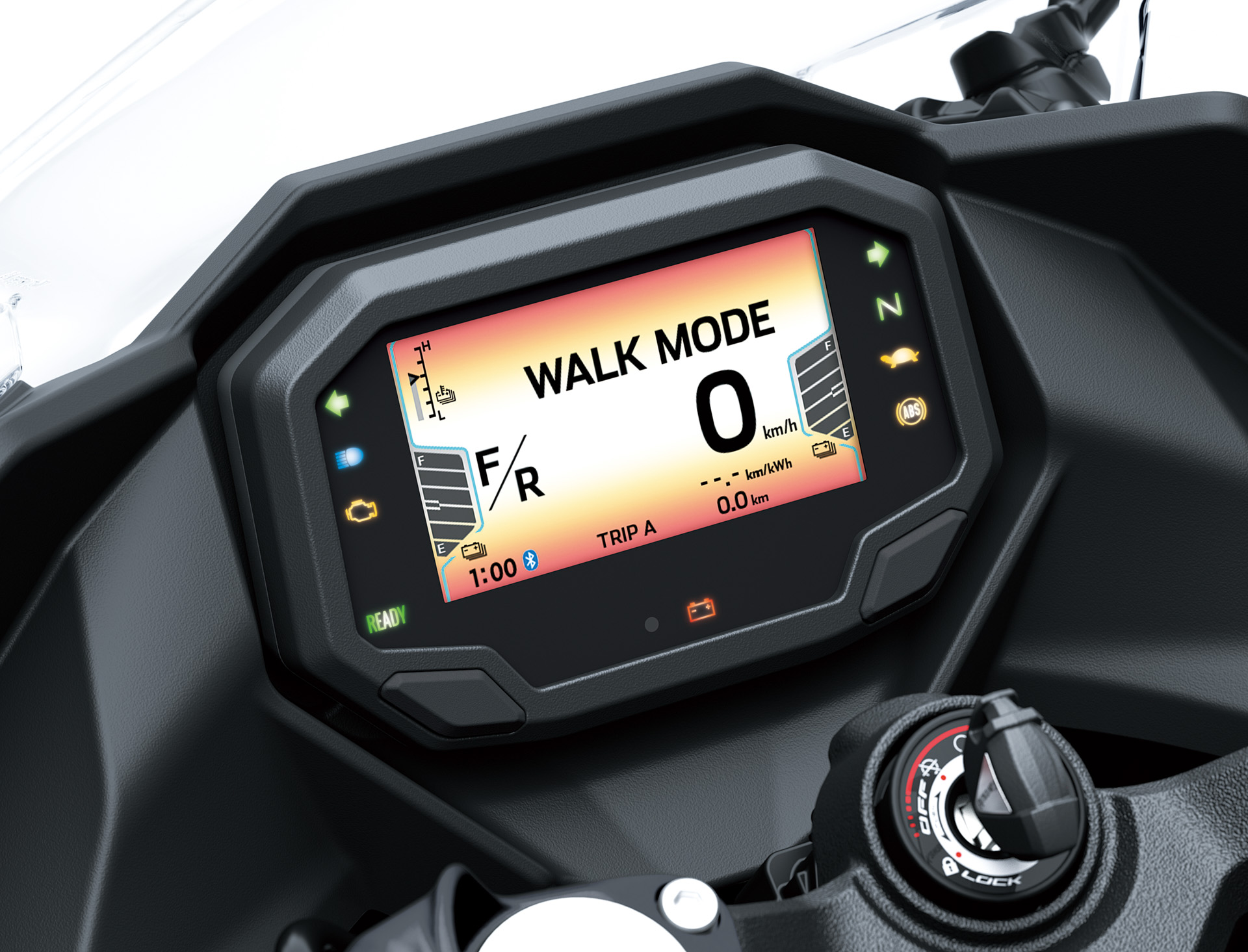 駐輪場での移動に便利な後進機能付きウォークモード（前進：約5km/h、後進：約3km/h）