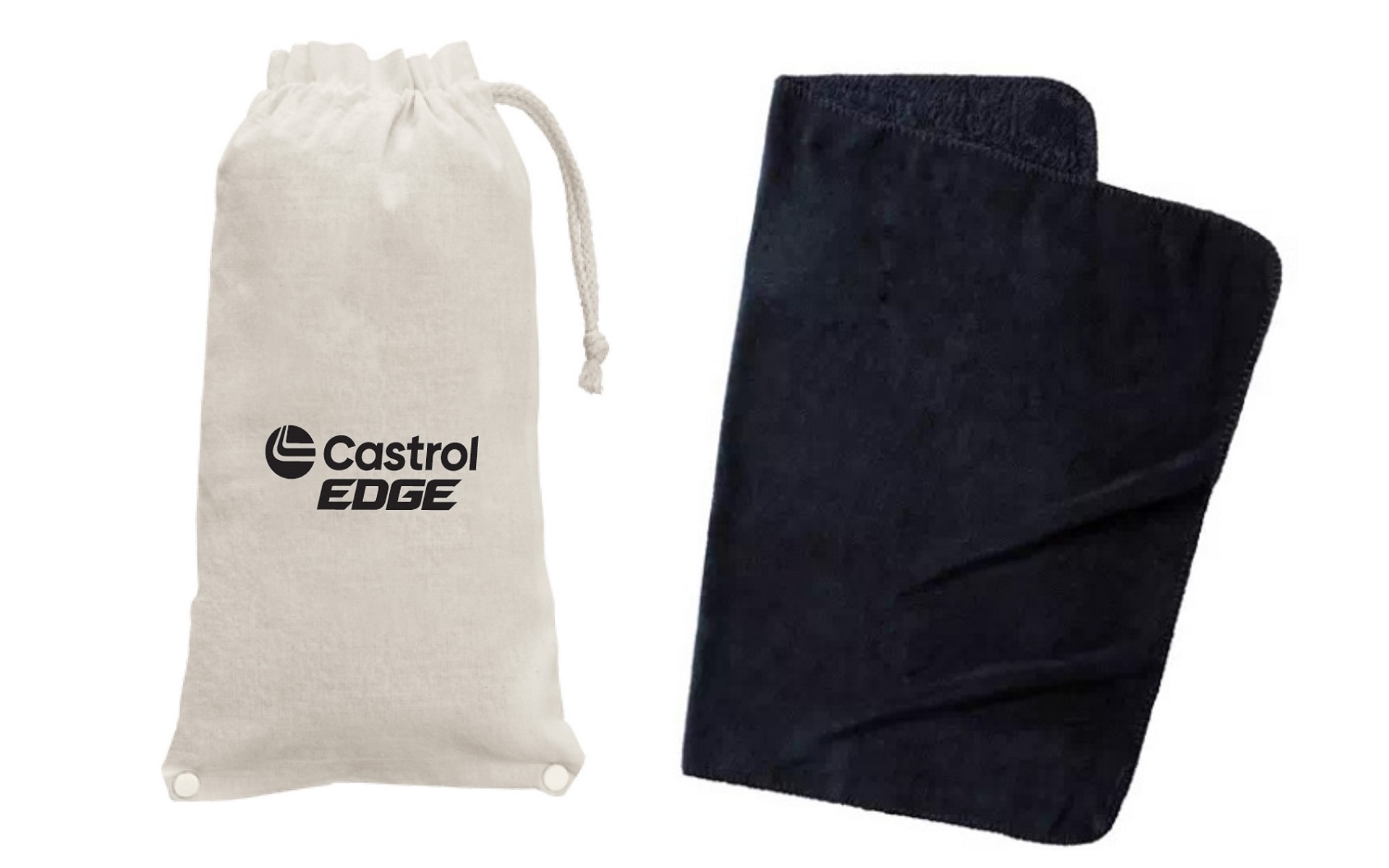 ロール巾着ブランケット。サイズは約950×700mm、巾着のサイズは約200×370mm