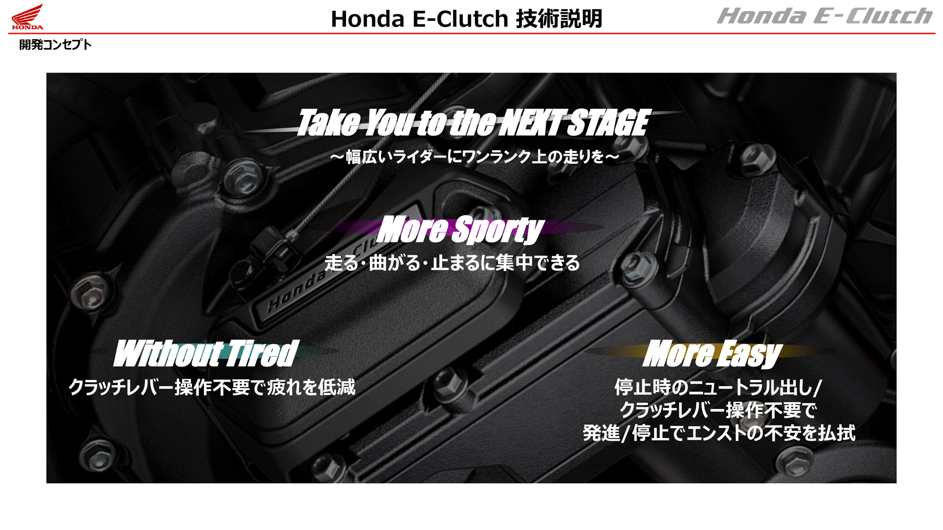 Honda E-Clutchの技術プレゼンテーション