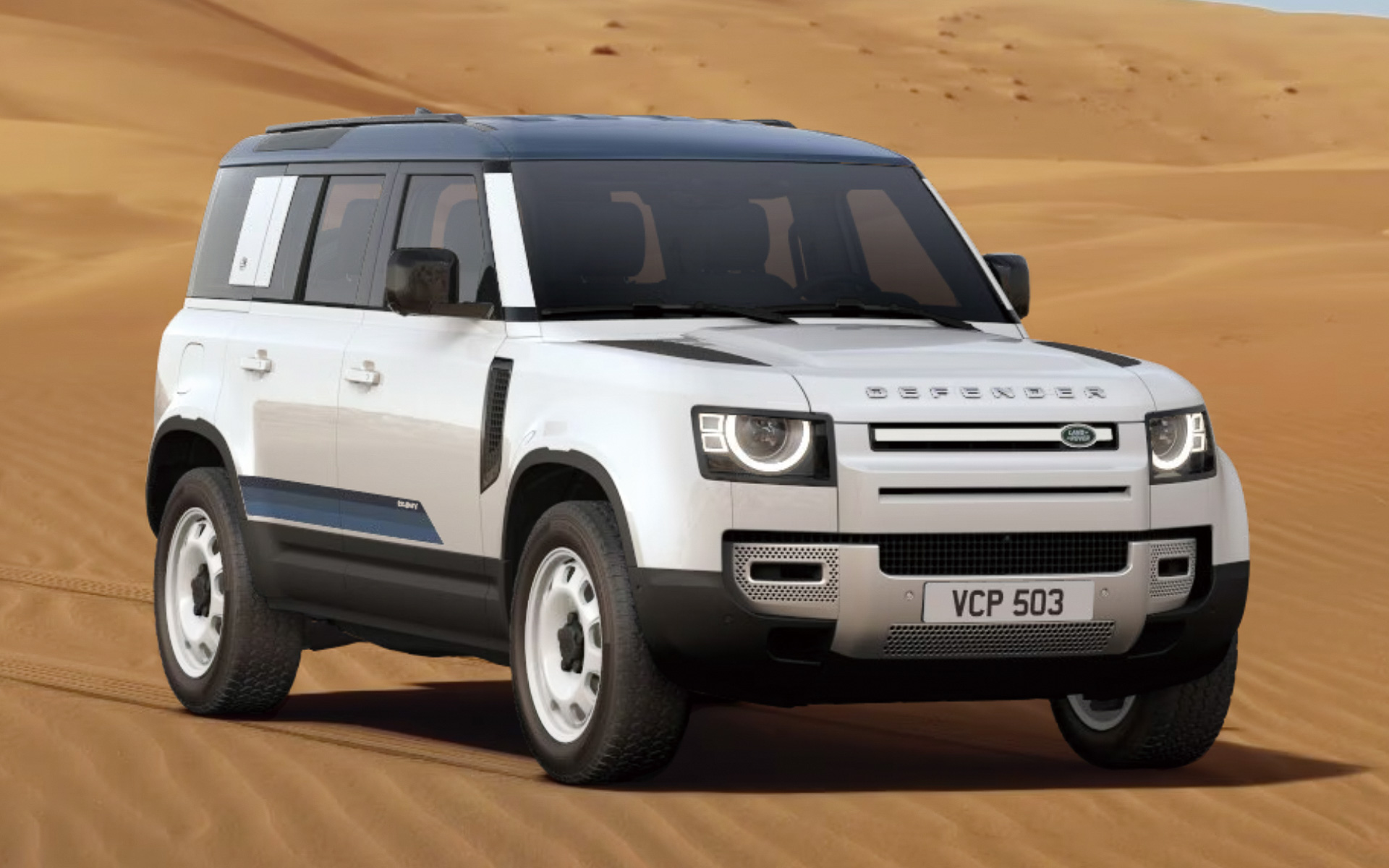 フジホワイトのボディカラーに、タスマンブルーのコントラストルーフ、コントラストテールドア、デカール（限定100台）