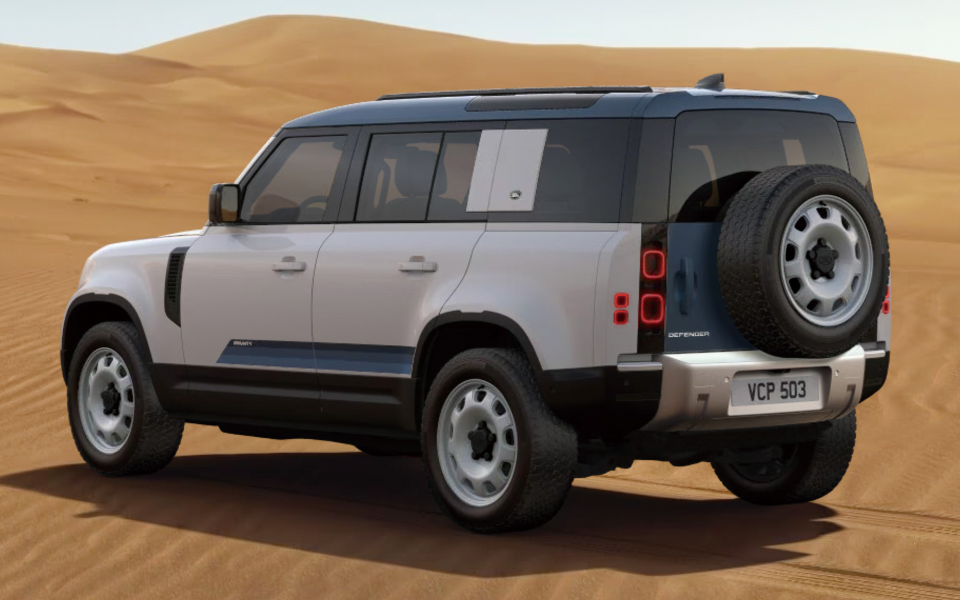 フジホワイトのボディカラーに、タスマンブルーのコントラストルーフ、コントラストテールドア、デカール（限定100台）