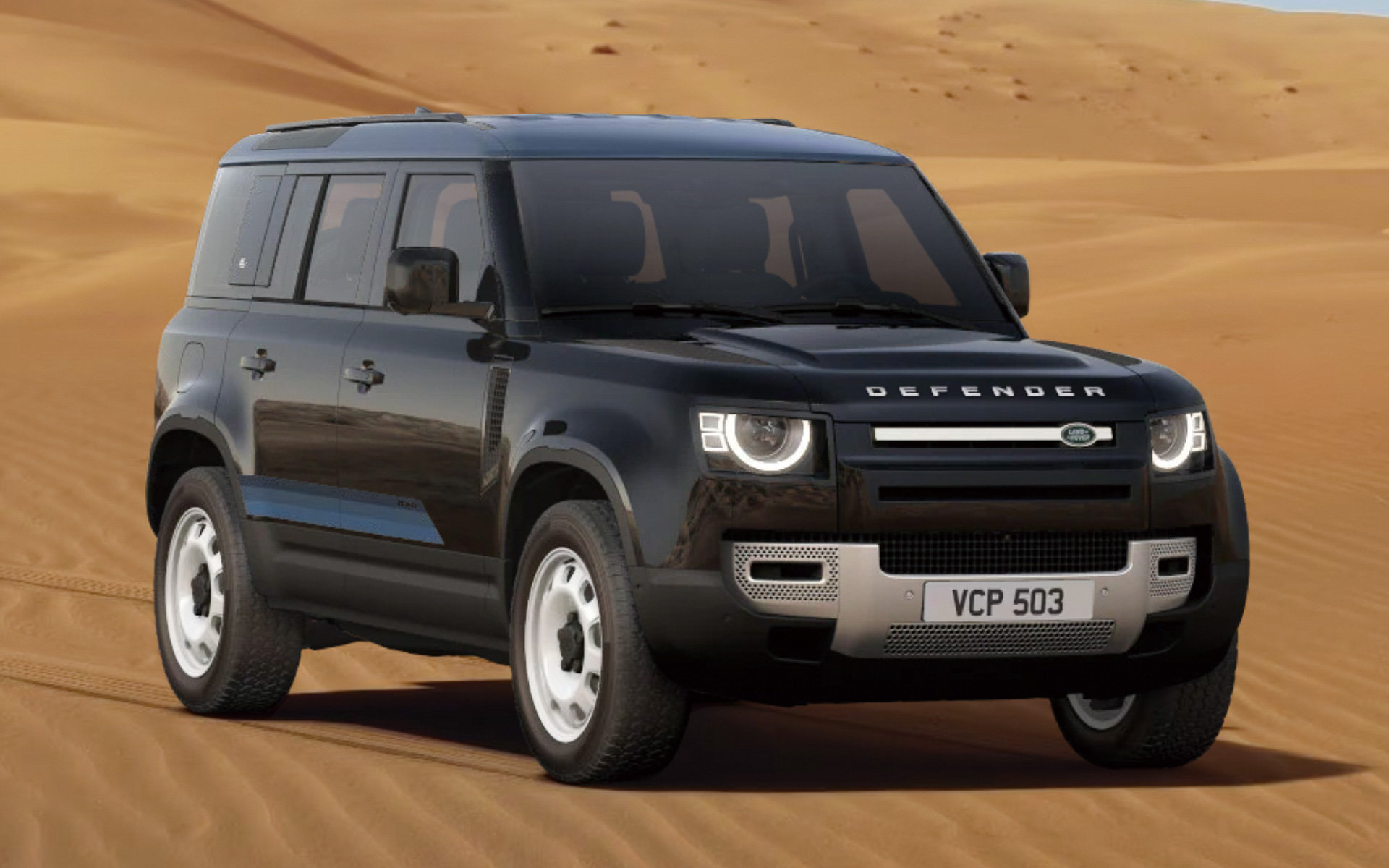 サントリーニブラックのボディカラーに、タスマンブルーのコントラストルーフ、コントラストテールドア、デカール（限定80台）