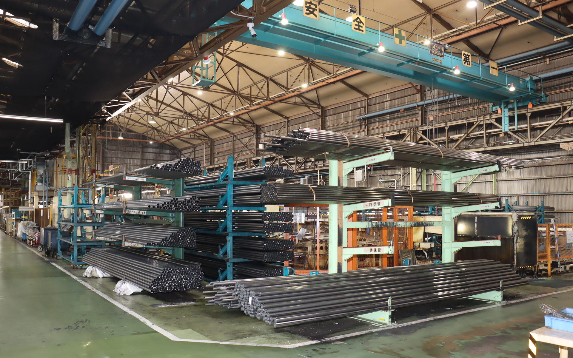 造管されたパイプを一時保管するスペース