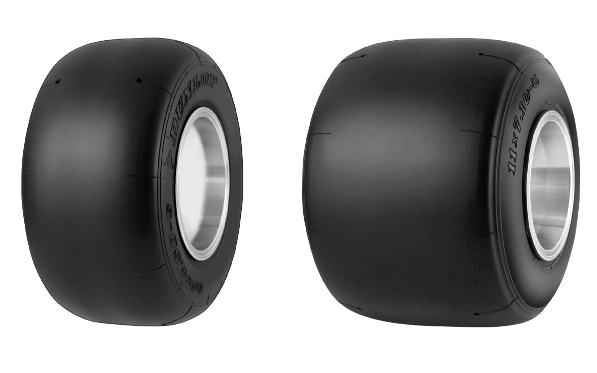 ダンロップから新スペックのカート用タイヤが発売される。写真はDRY路面用（フロント/リア）