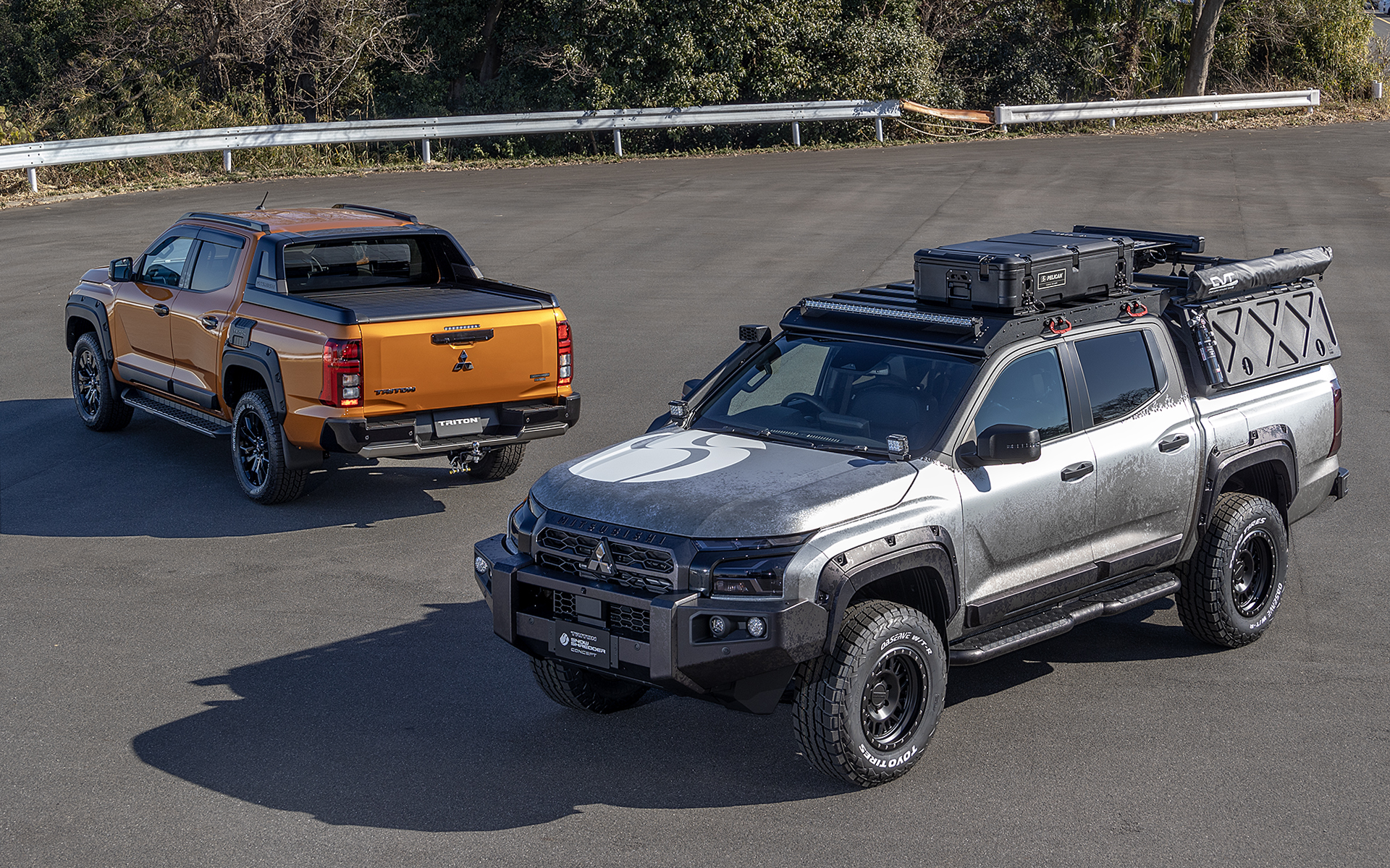 新型トライトンをベースとした「SNOW SHREDDER CONCEPT（スノーシュレッダーコンセプト）」（写真右）