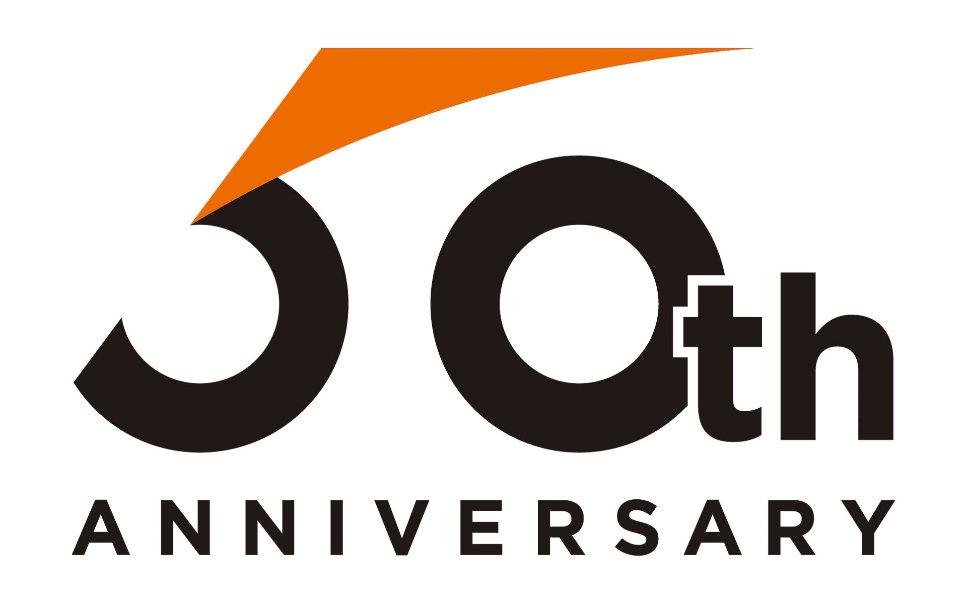 オートバックス50周年記念ロゴ。50thの「50」の中にある2つの丸をタイヤにみたて「モビリティ」を表現。コーポレートカラーであるカリフォルニアオレンジの旗はクルマ社会を先導するという挑戦のシンボルを表している
