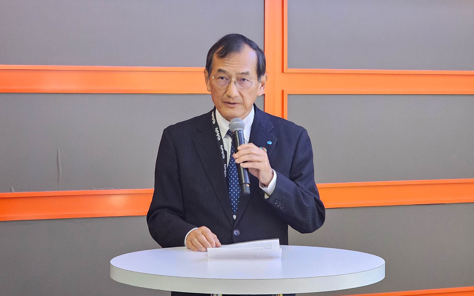 報道関係者などに説明を行なう株式会社クボタ 代表取締役社長 北尾裕一氏