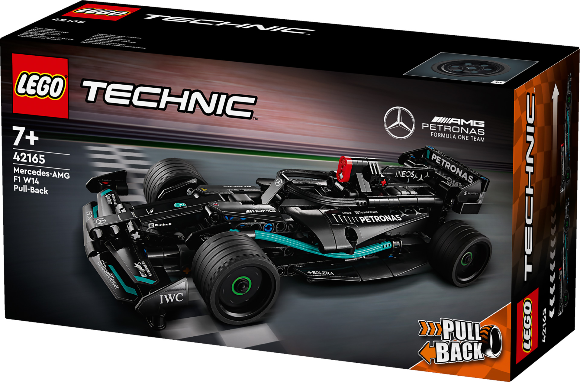 レゴ テクニック Mercedes-AMG F1 W14 Pull-Back。ピース数は240個、完成時サイズは約24×約10×約6cm（長さ×幅×高さ）