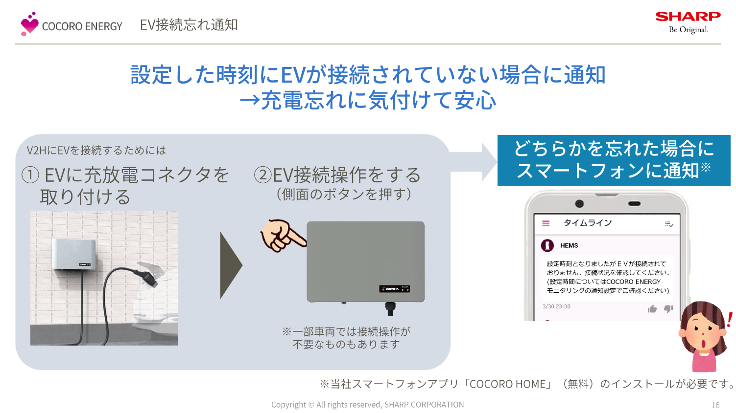 充電忘れをスマートフォンに通知できる