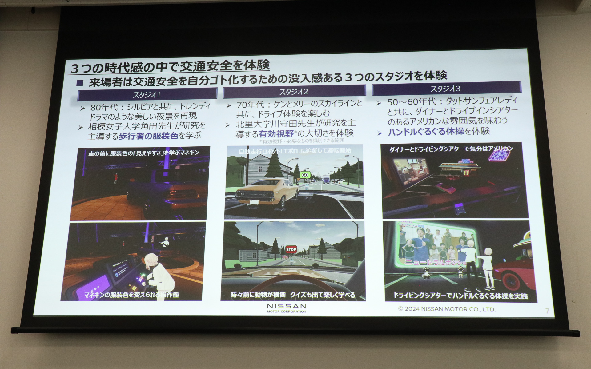 3種類のスタジオにそれぞれ交通安全をテーマとした体感コンテンツを用意