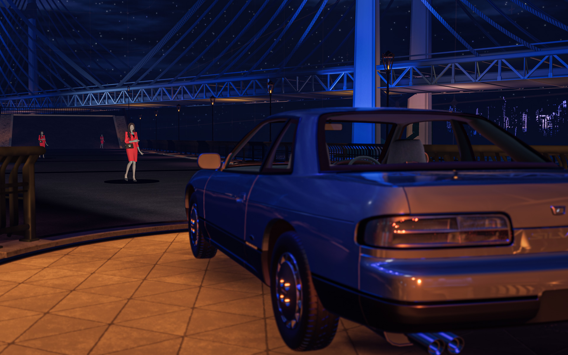 着ている服の色によって夜間の被視認性が変わることを体験できるスタジオ1