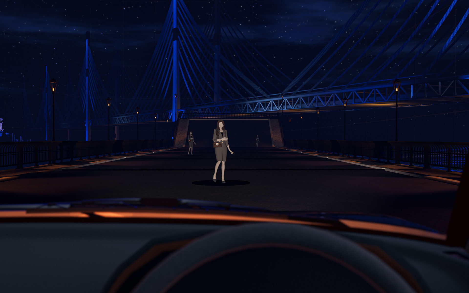 マネキンが着ている服やバッグの色を変更して、見え方の違いを体験できる