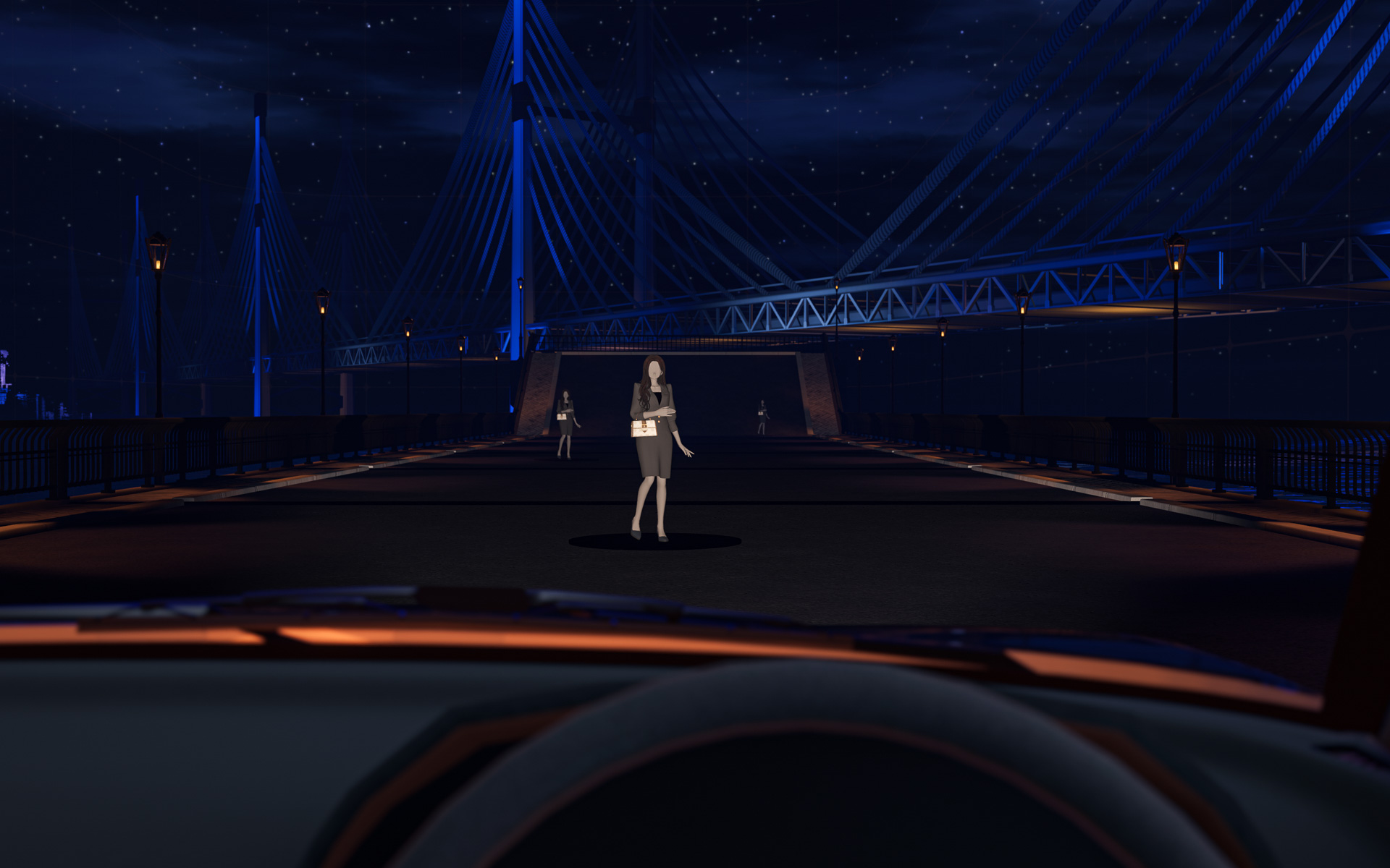 マネキンが着ている服やバッグの色を変更して、見え方の違いを体験できる