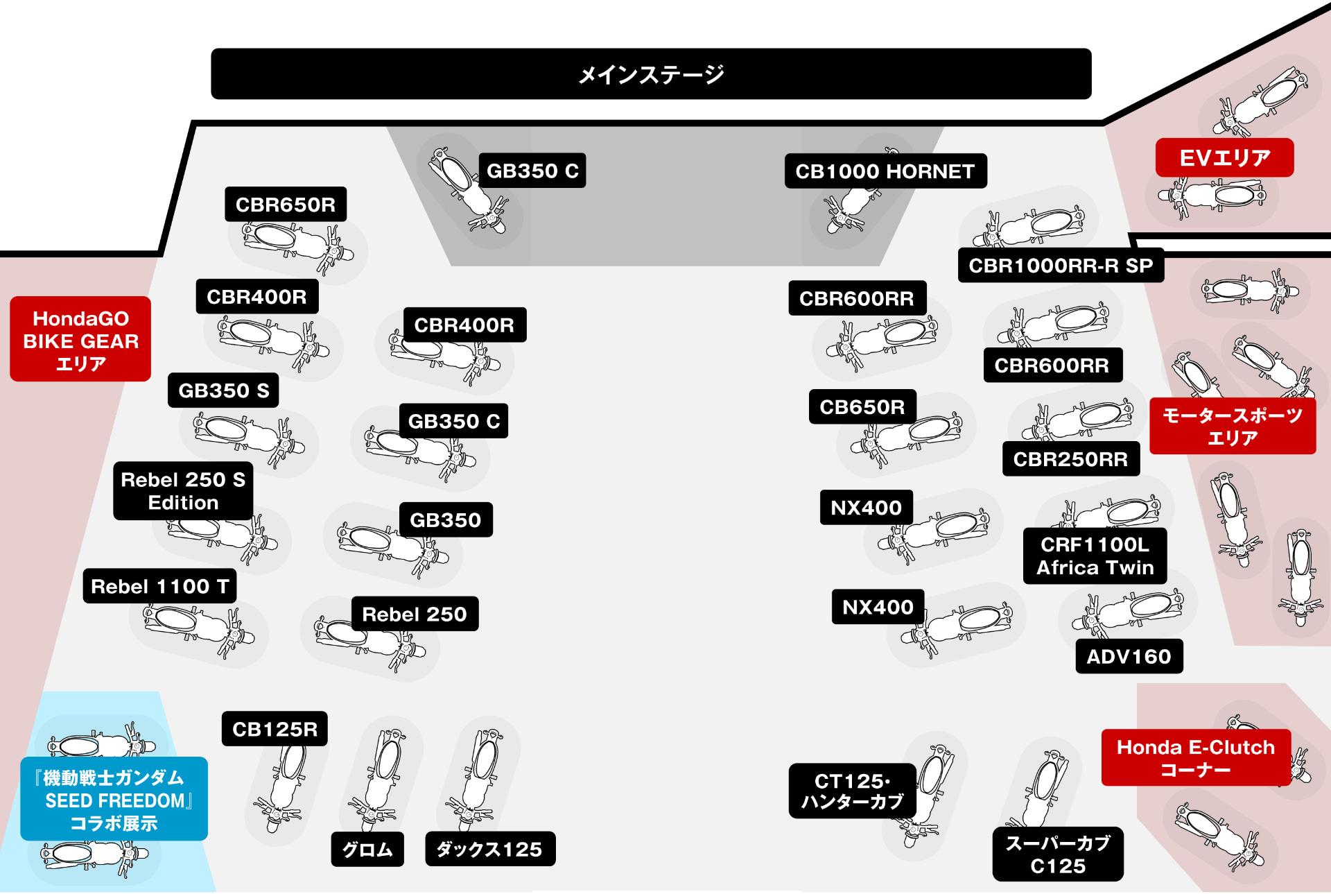 ホンダブースレイアウトイメージ（変更の場合もあり）