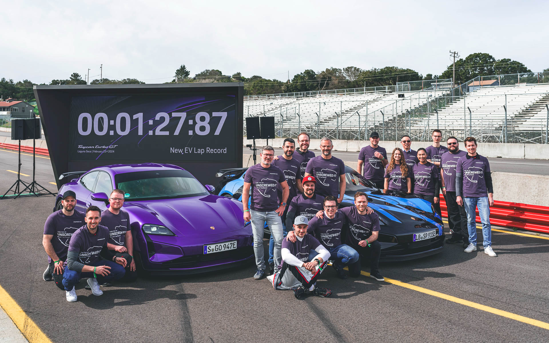 タイカンターボGTヴァイザッハパッケージは、カリフォルニア州のウェザーテックレースウェイ・ラグナセカで市販EV最速タイトルを獲得