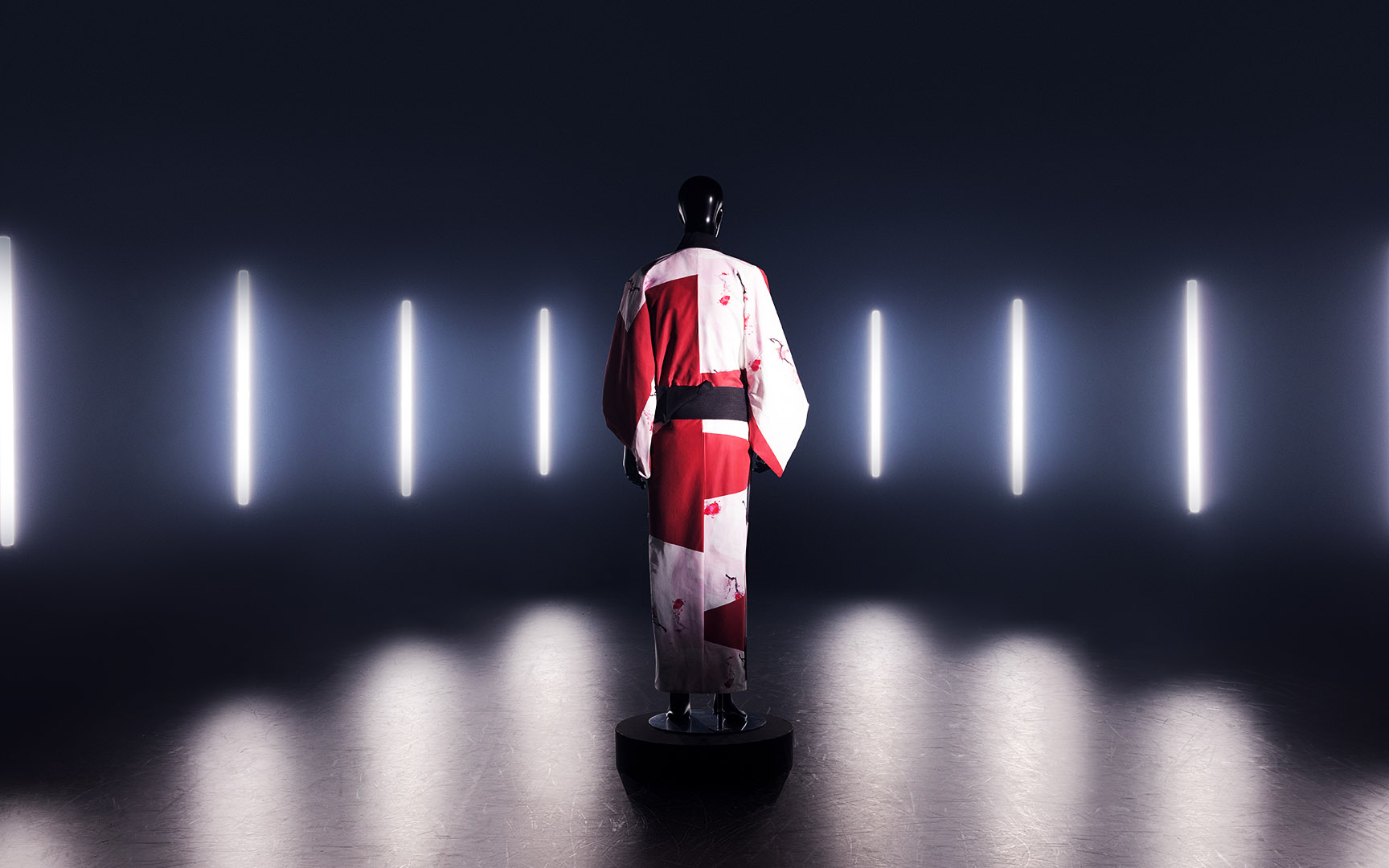 手作業で制作された着物は東京大会のレース当日に会場で展示される