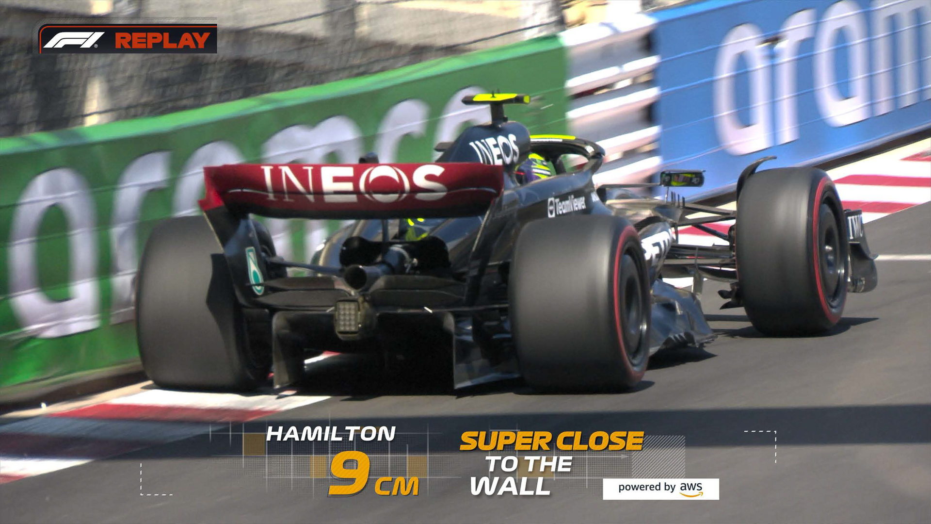 最近の公道レースで見かける壁まで何センチというグラフィックスはCV（コンピュータビジョン）というAIを活用して実現されている（出典：Innovating Formula 1、AWS）