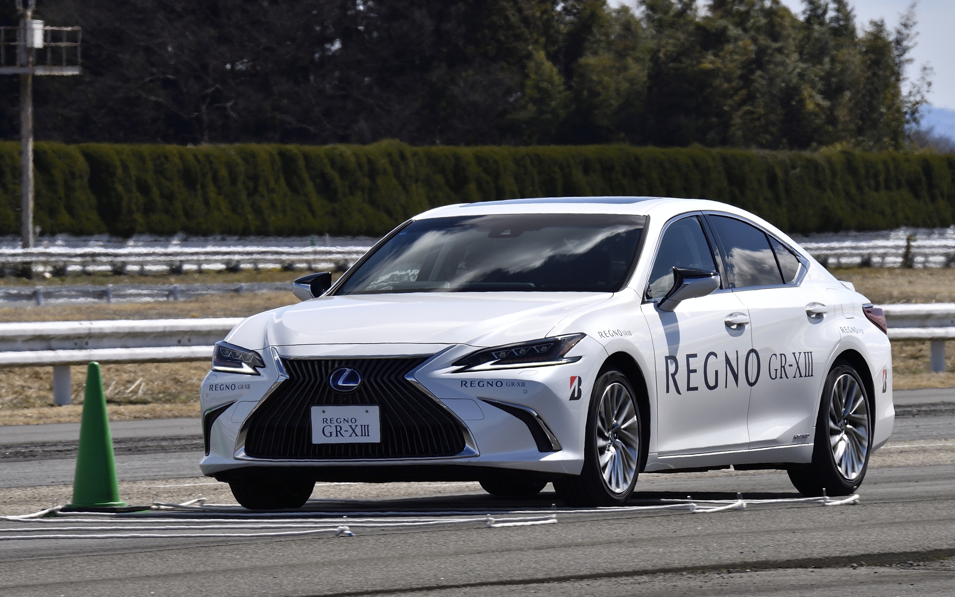 細い縄が敷かれた小さい突起路面も試走