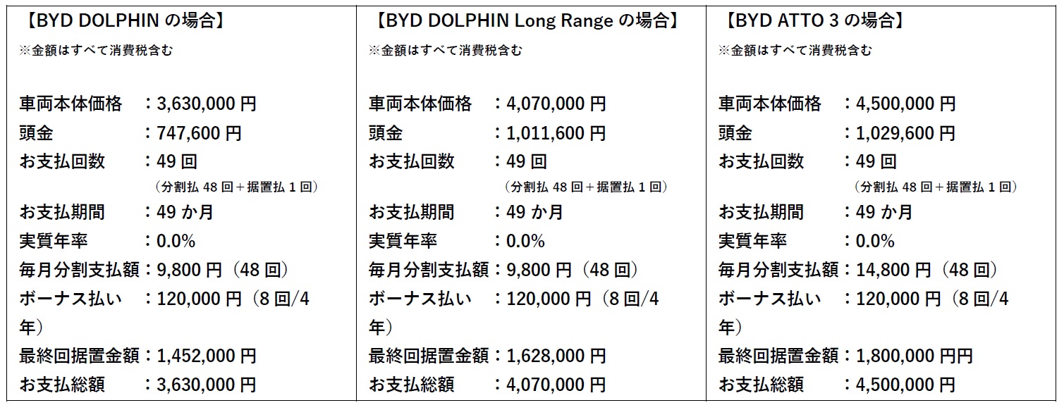 BYD e ローン支払い例