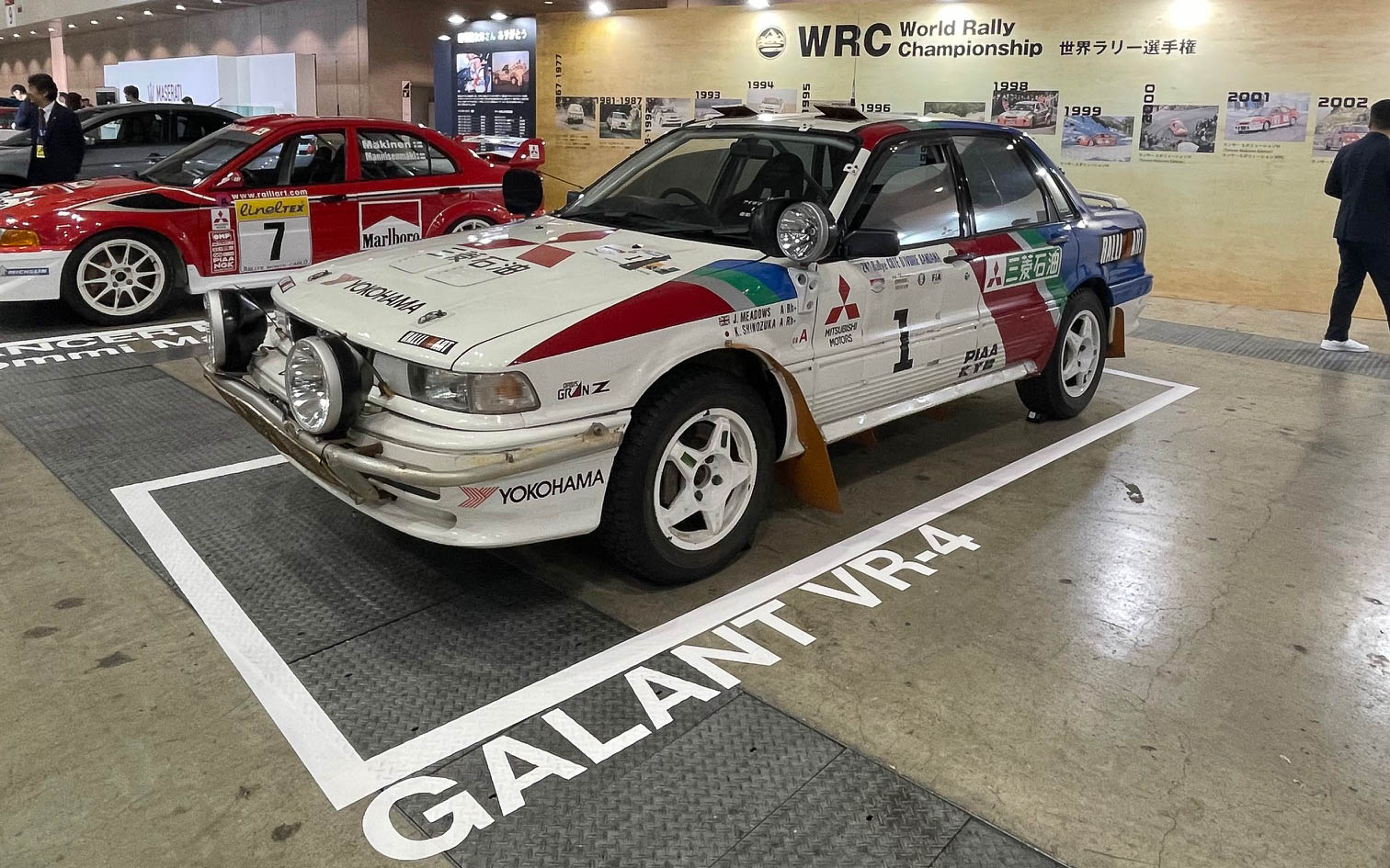 ギャランVR-4。篠塚健次郎選手のアイボリーコースト優勝車。ランサーエボリューションに続くWRC三菱自動車4WDラリーの最初のモデルがVR-4だった