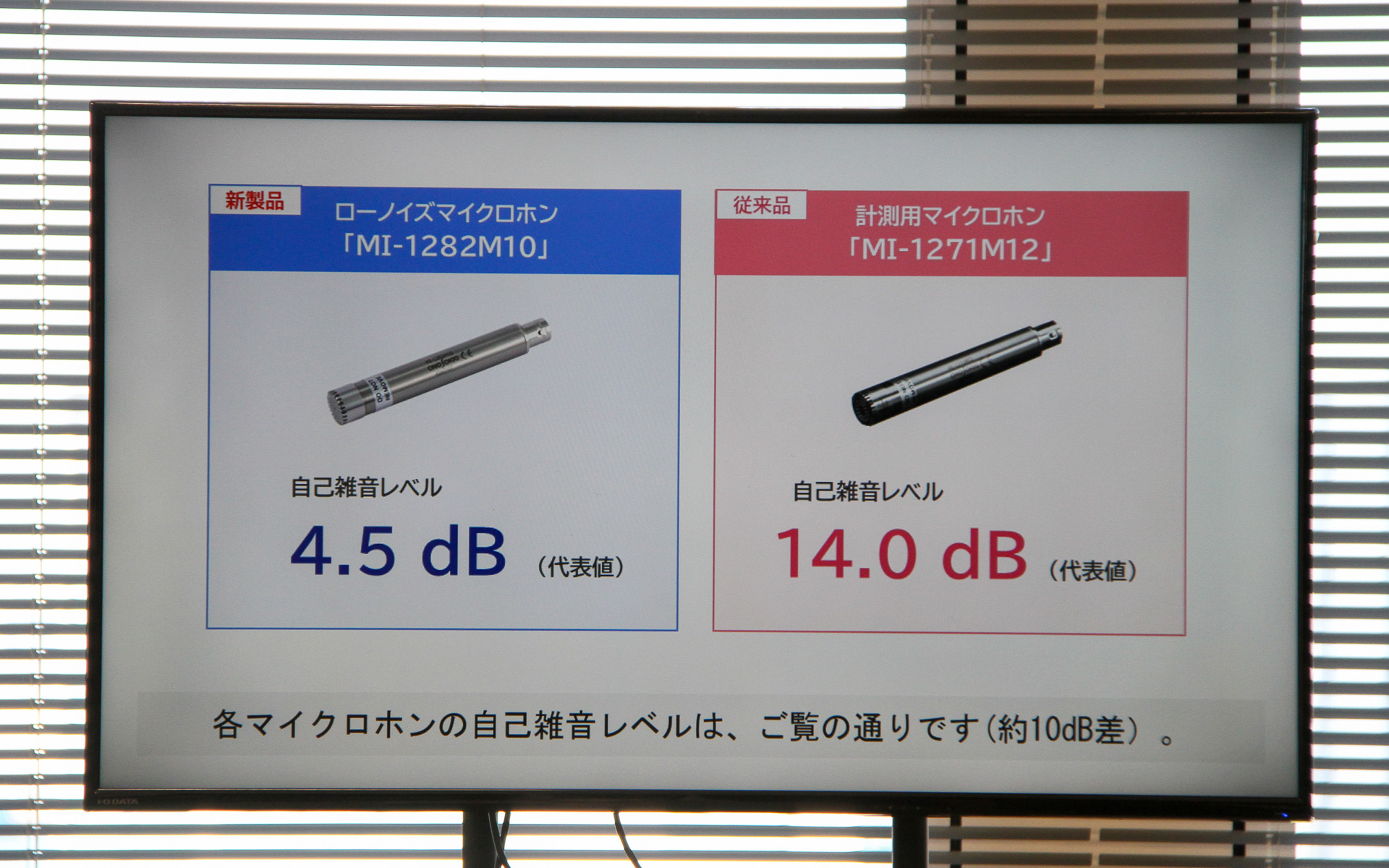 従来品と新製品の自己雑音レベルについて