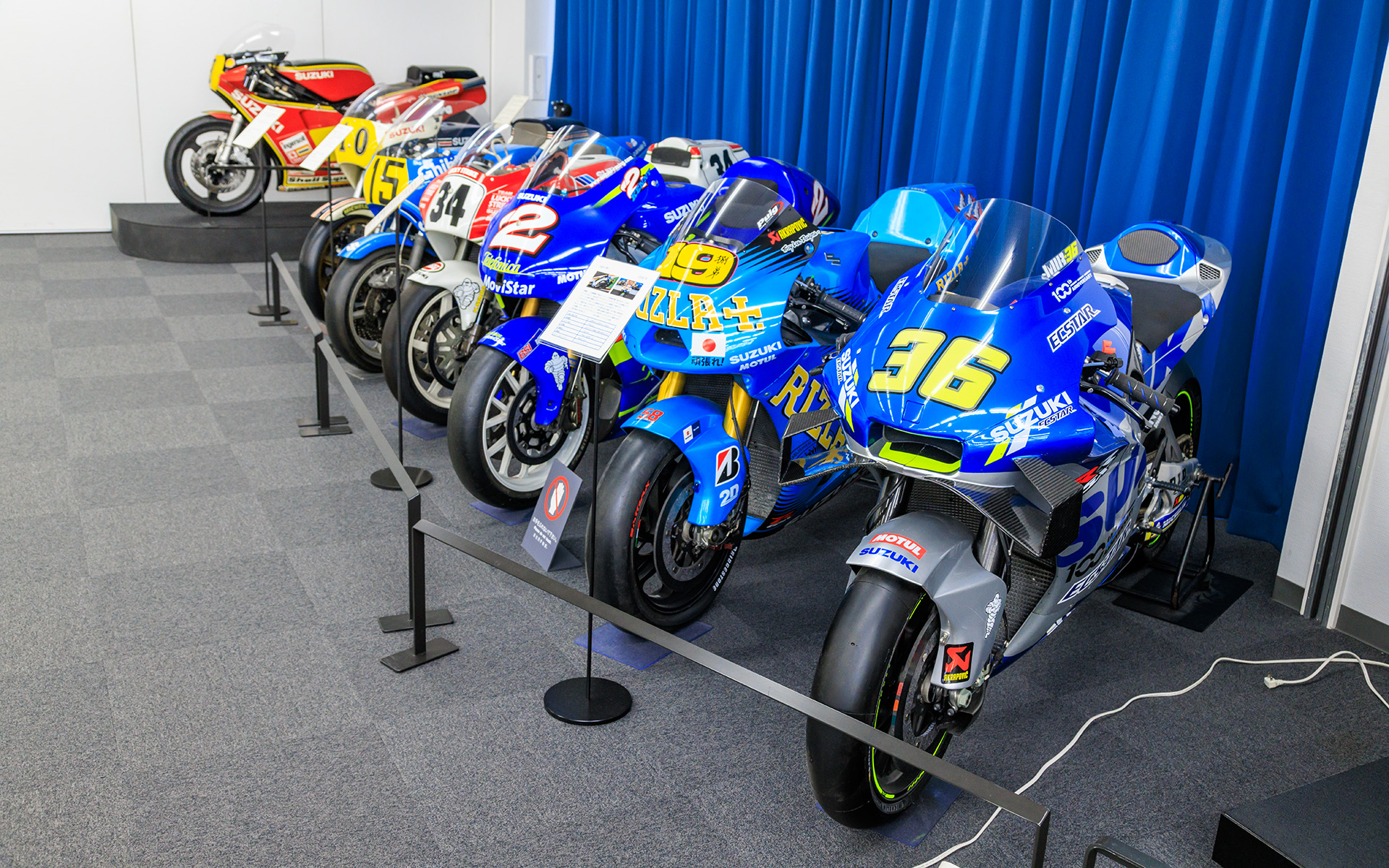 2輪車の歴代ワークスマシンも多く展示