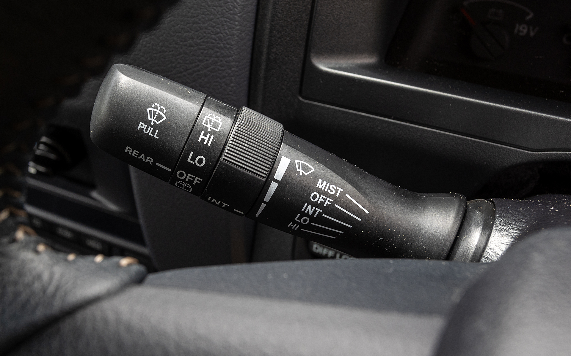 左側レバーはワイパー操作用