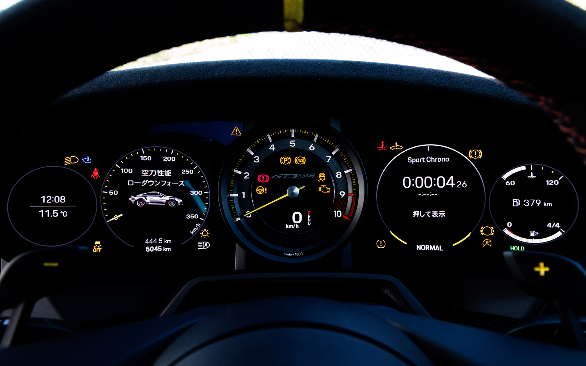 丸が5つ並んだデザインのメーターディスプレイ