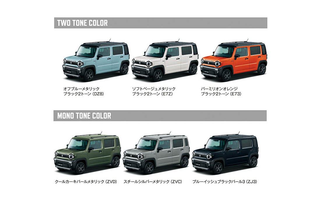 ハスラー タフワイルドのカラーラインアップ