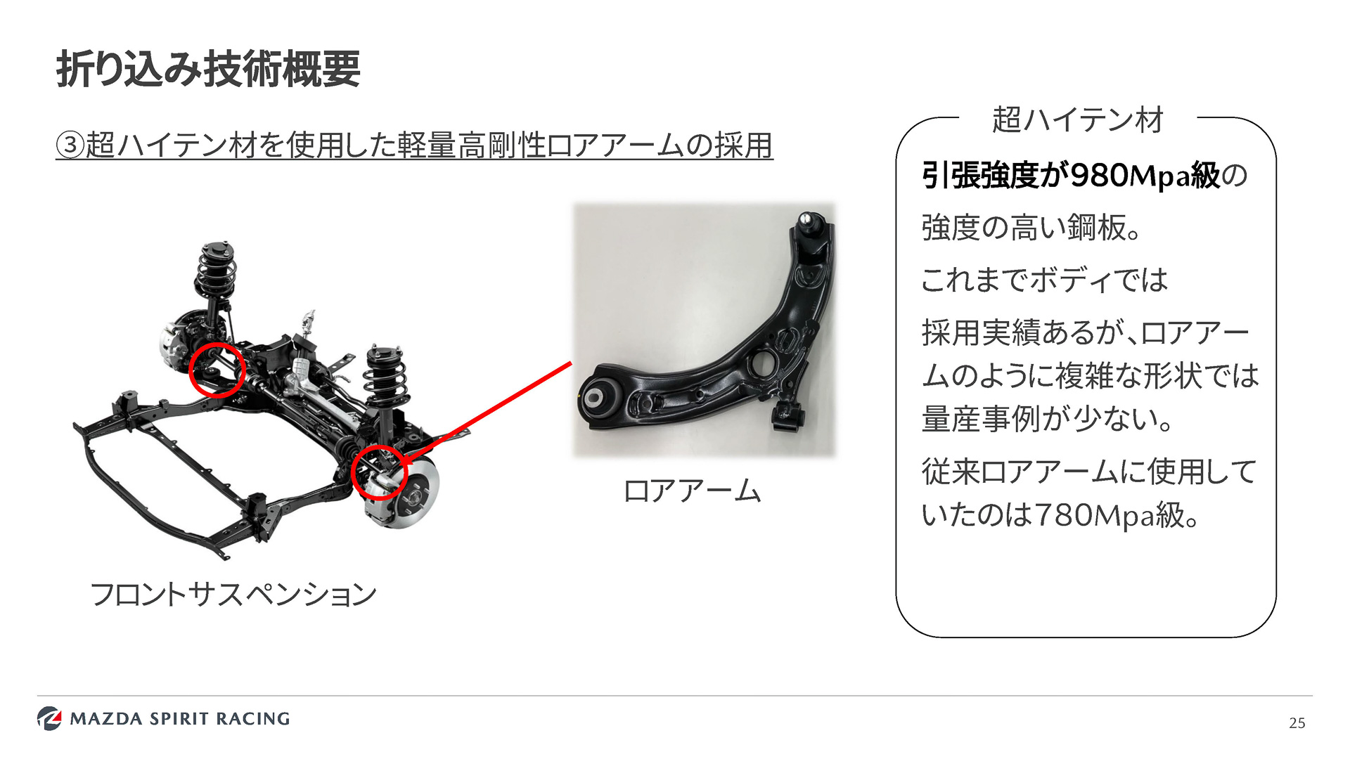 超ハイテン材使用のロアアーム