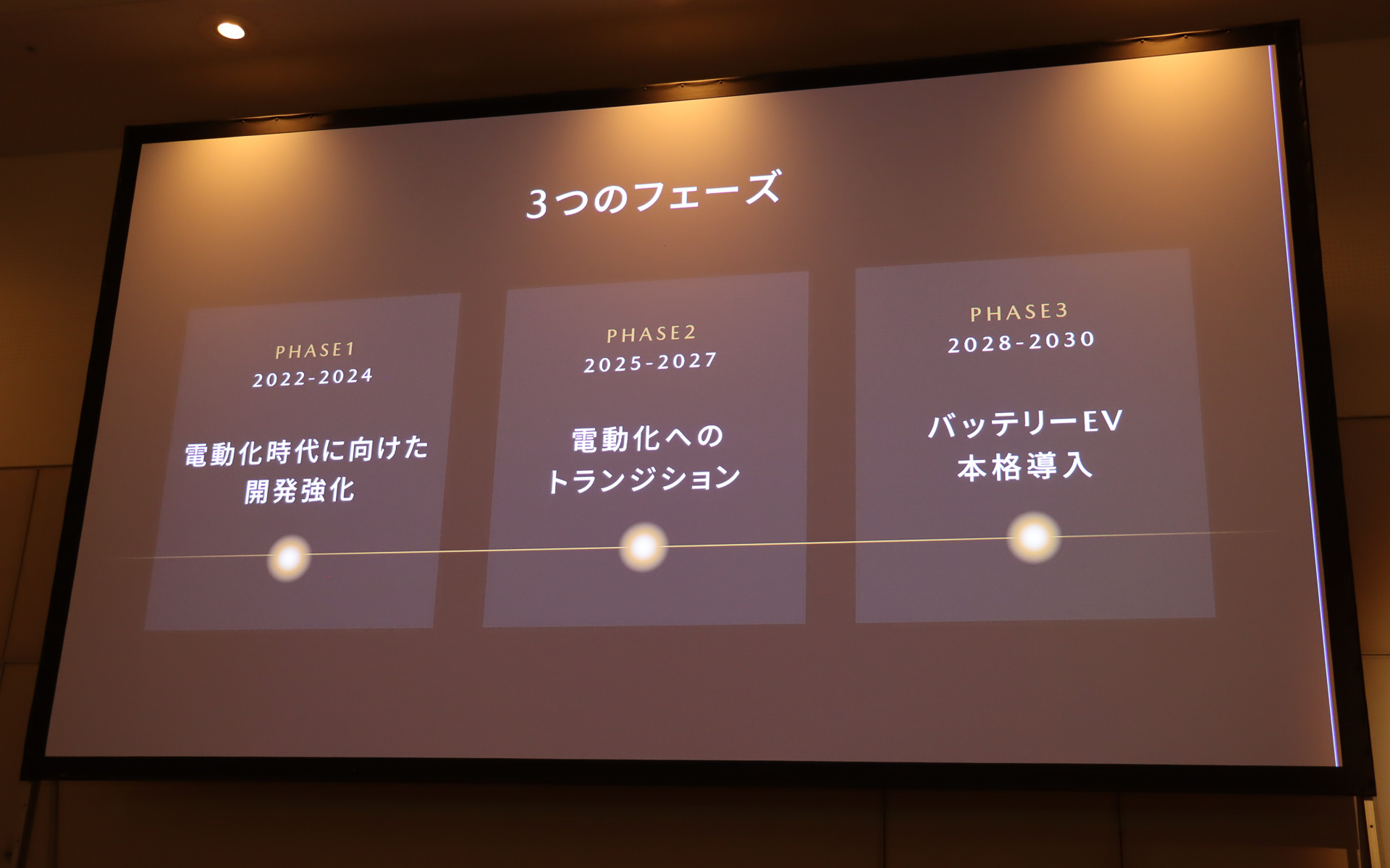 2030年までの期間を3つのフェーズに分けて電動化に取り組んでいく