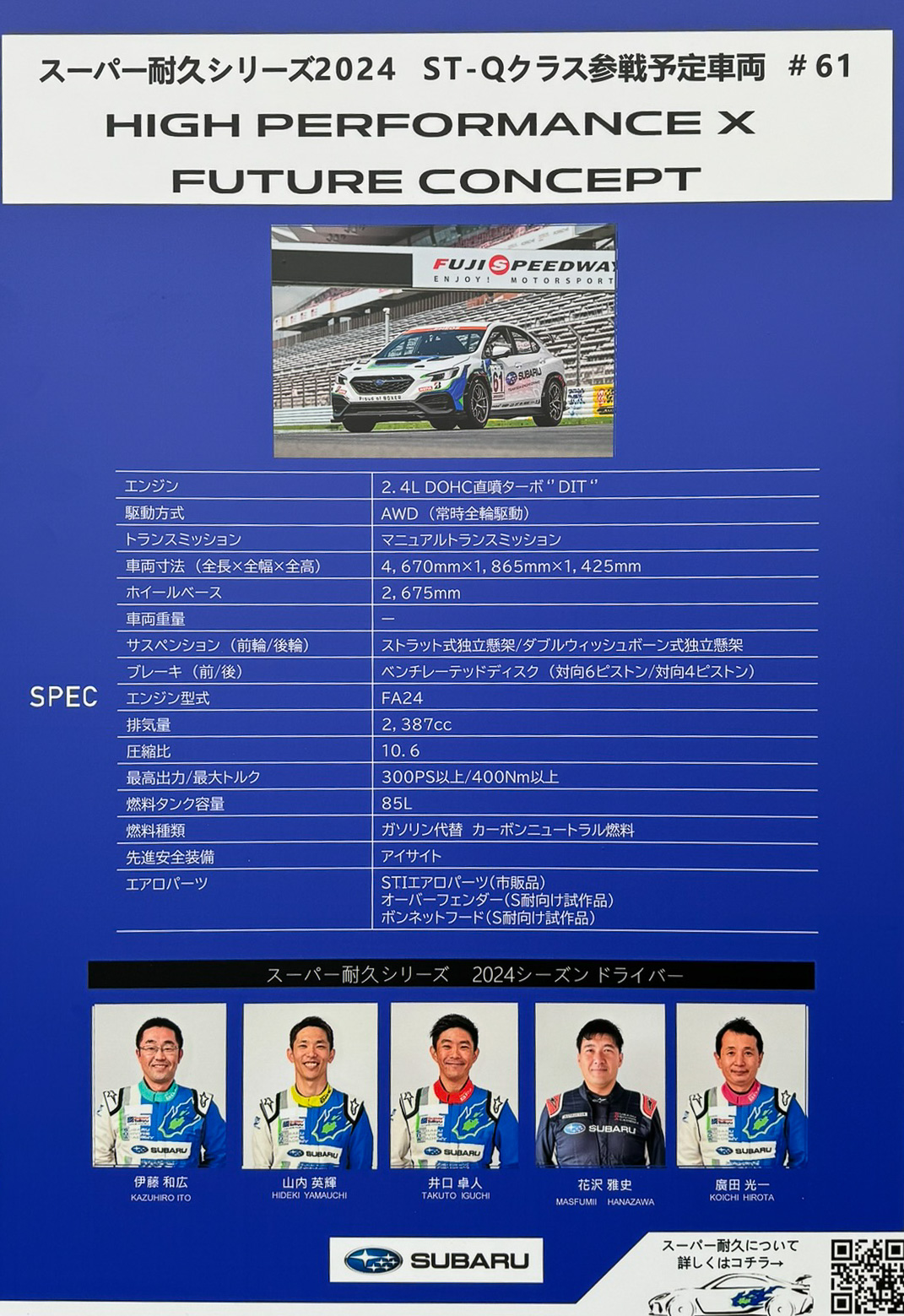 ハイ パフォーマンス エックス フューチャー コンセプトの仕様