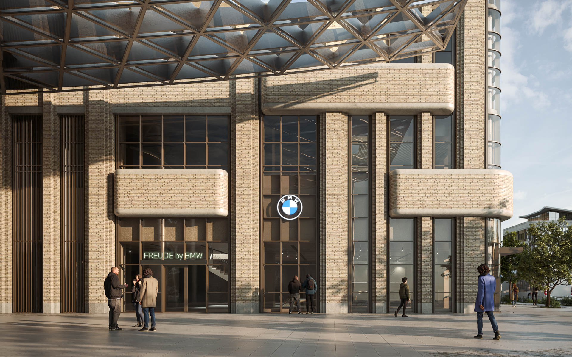 『FREUDE by BMW』は麻布台ヒルズの1階と2階に位置する