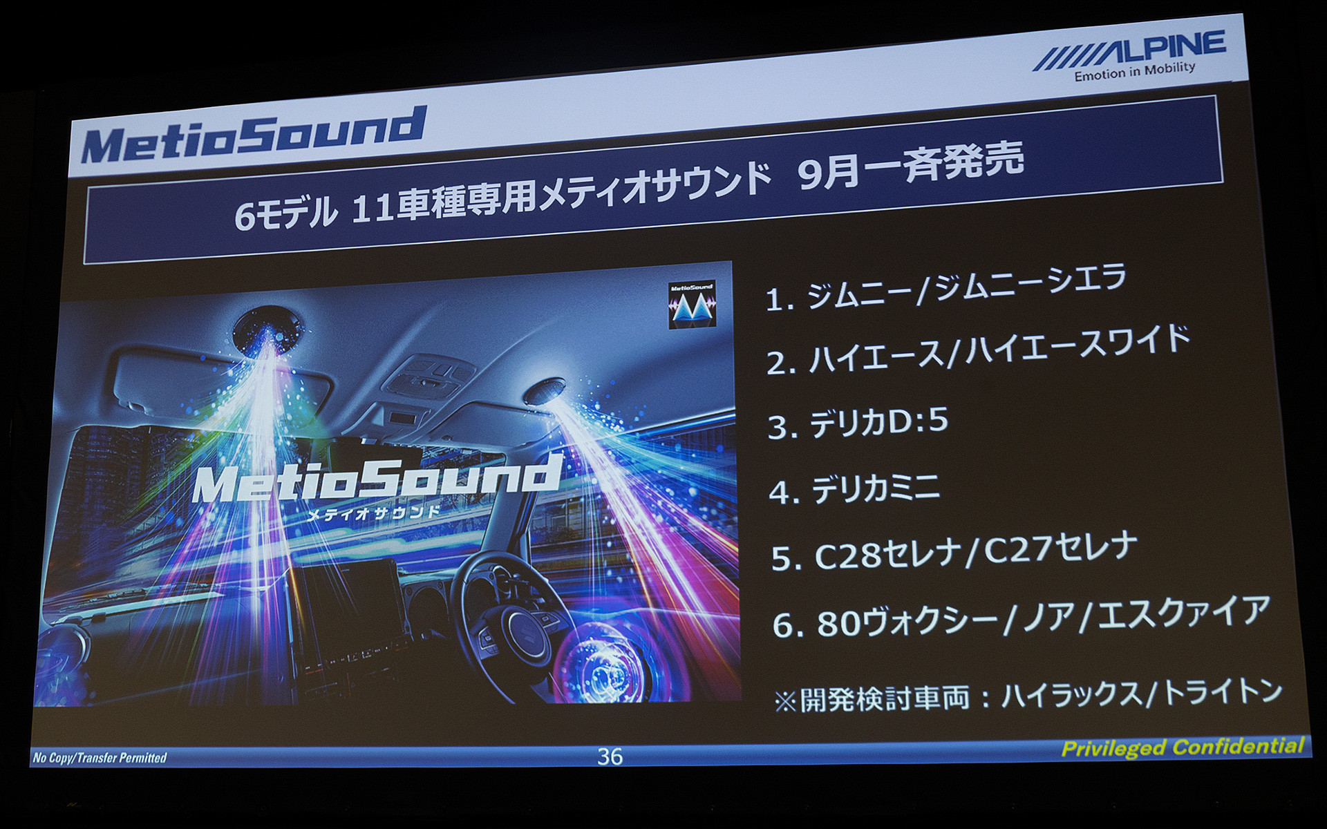 メティオサウンドの設定車種